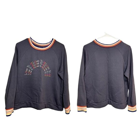 Time and Tru Lightweight Long-sleeve Multicolor Knit Top Sweatshirt (Womens L) - Picture 1 of 7